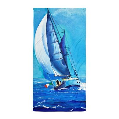 Beach towel Sailing in regatta painted by ArielArt