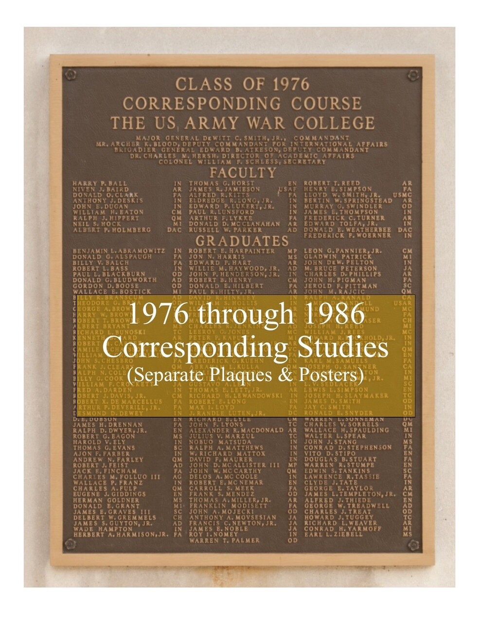 1982 COR, Poster of Bronze Plaque