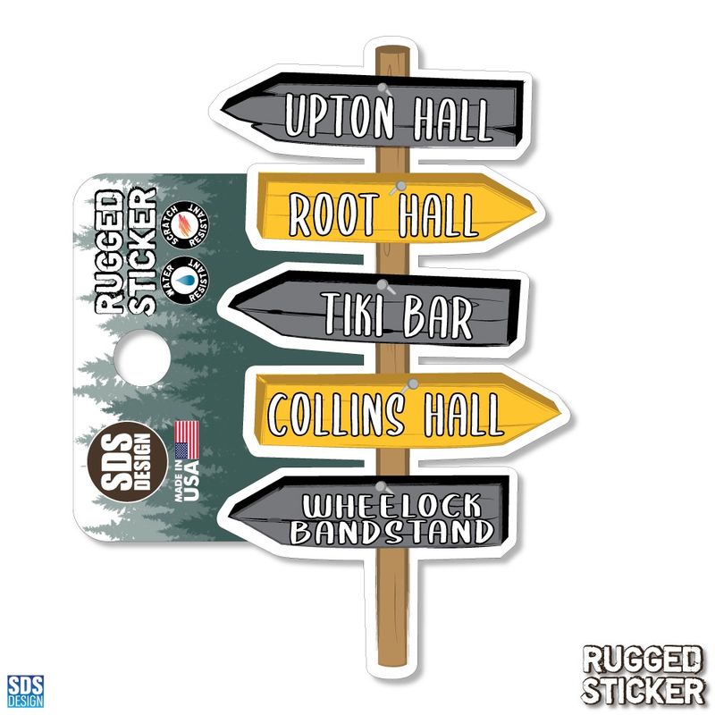 Sticker, Wooden Sign Post