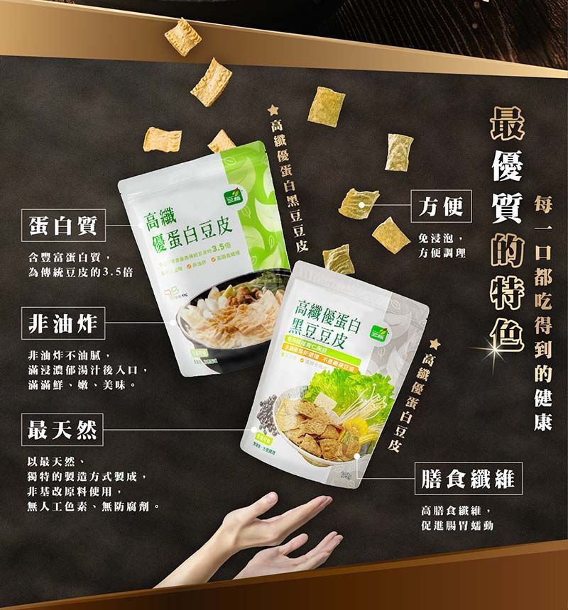 【超商取貨付款免運】三機-高纖優蛋白豆皮/黑豆豆皮