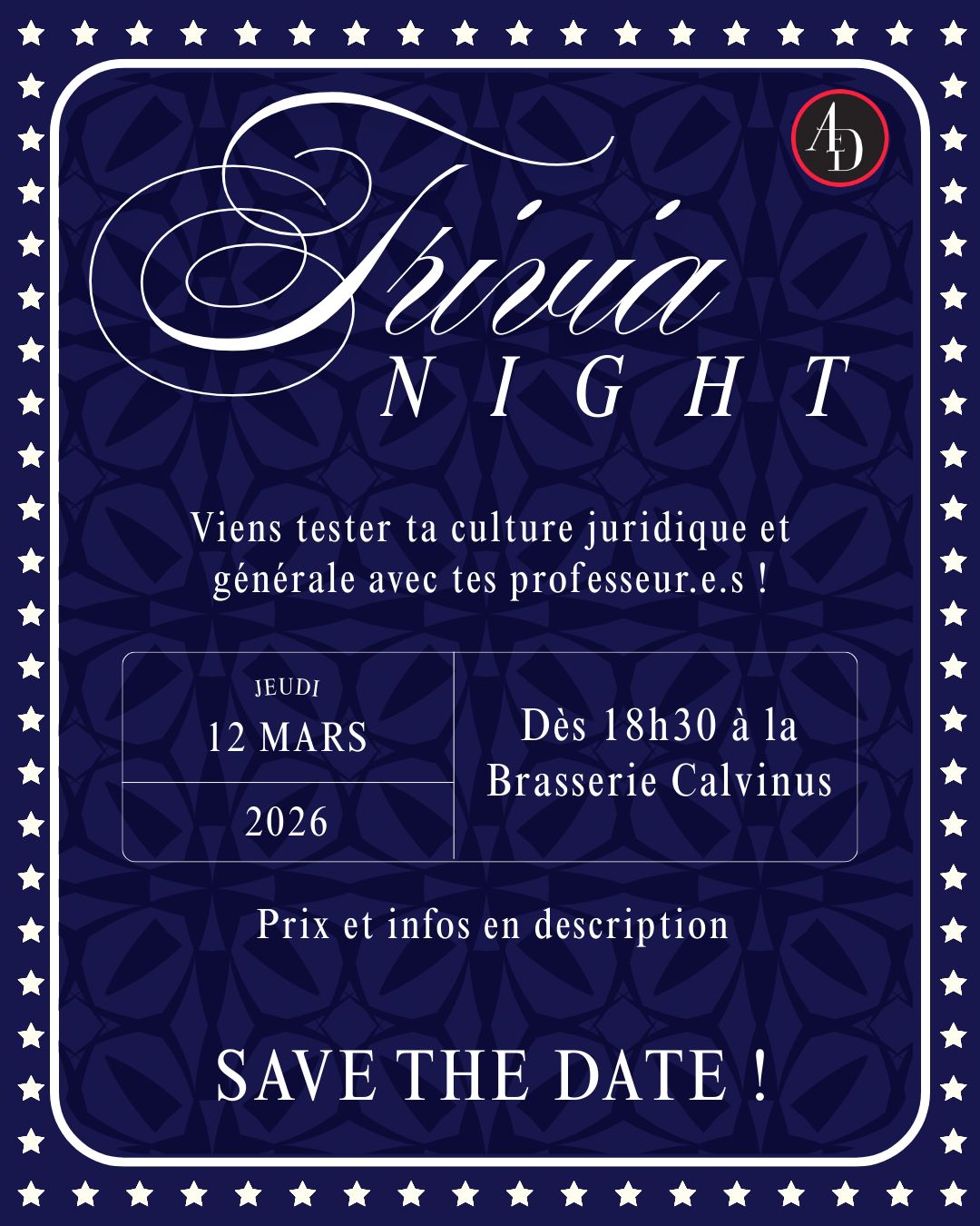TRIVIA NIGHT: Participation en équipe (25 chf par personne)