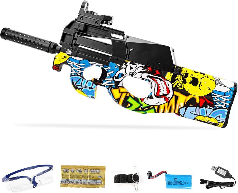 Gel Gun Automatic, P90 Splatter Ball Gun Electric Water Gun Toy Gun Blaster for Kids Adults Age 12
