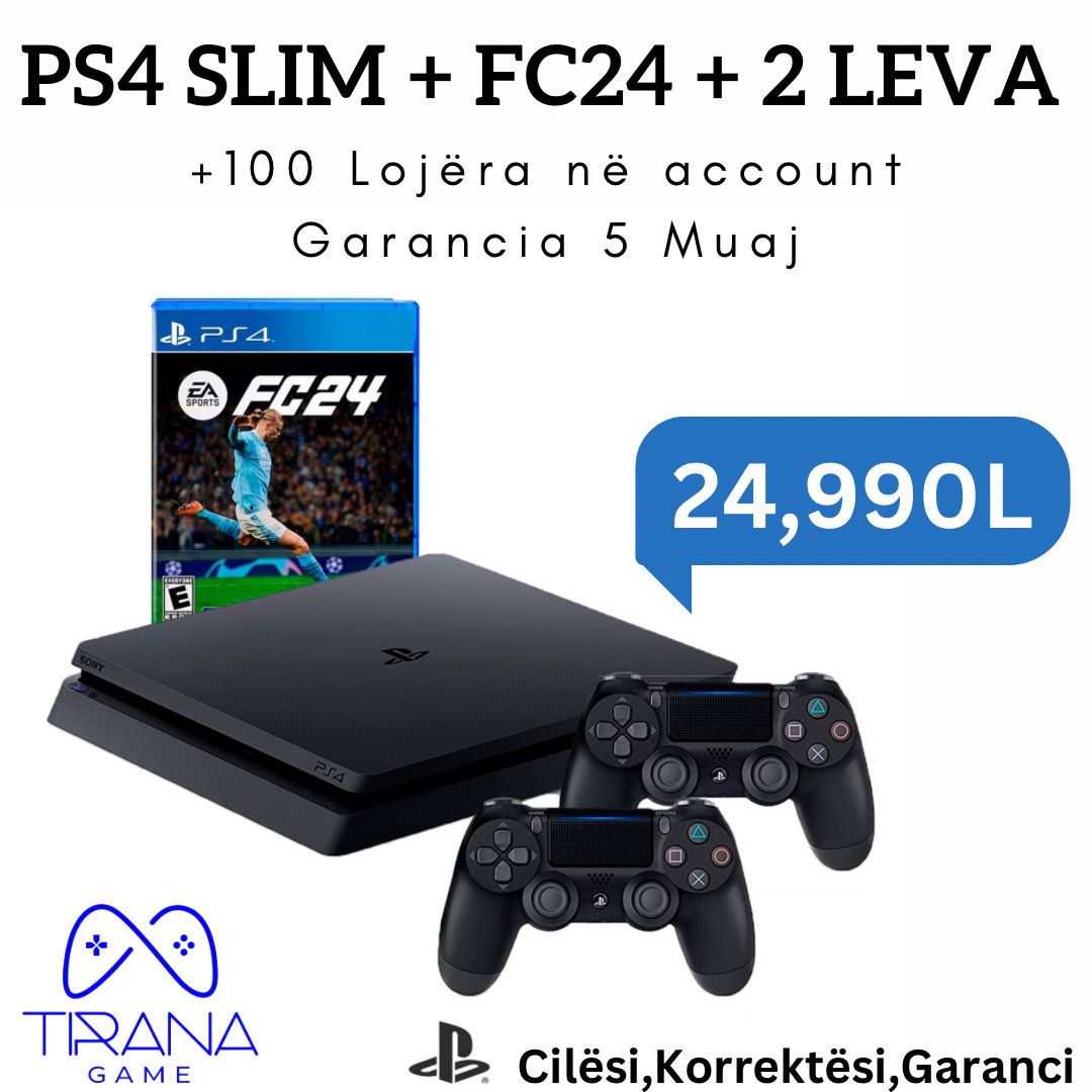 PlayStation 4 Slim + 2 Controller + 101 Lojëra