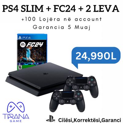 PlayStation 4 Slim + 2 Controller + 101 Lojëra