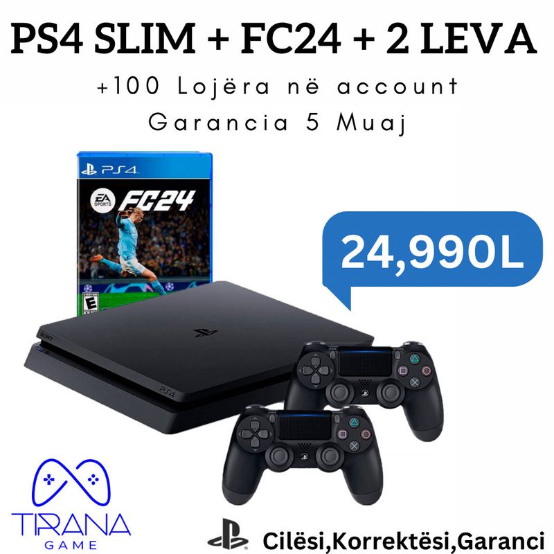 PlayStation 4 Slim + 2 Controller + 101 Lojëra