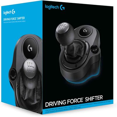Logitech G Driving Force Wired gear lever for G923, G29 or G920, 6 gears, Push Down reverse gear, steel and leather, black