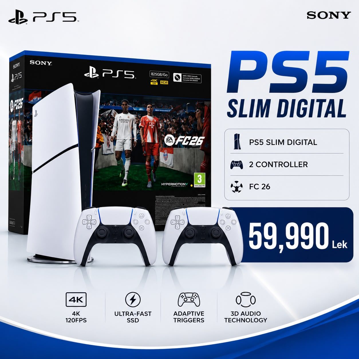 PlayStation 5 Slim Digital + 2 Controller + FC 26