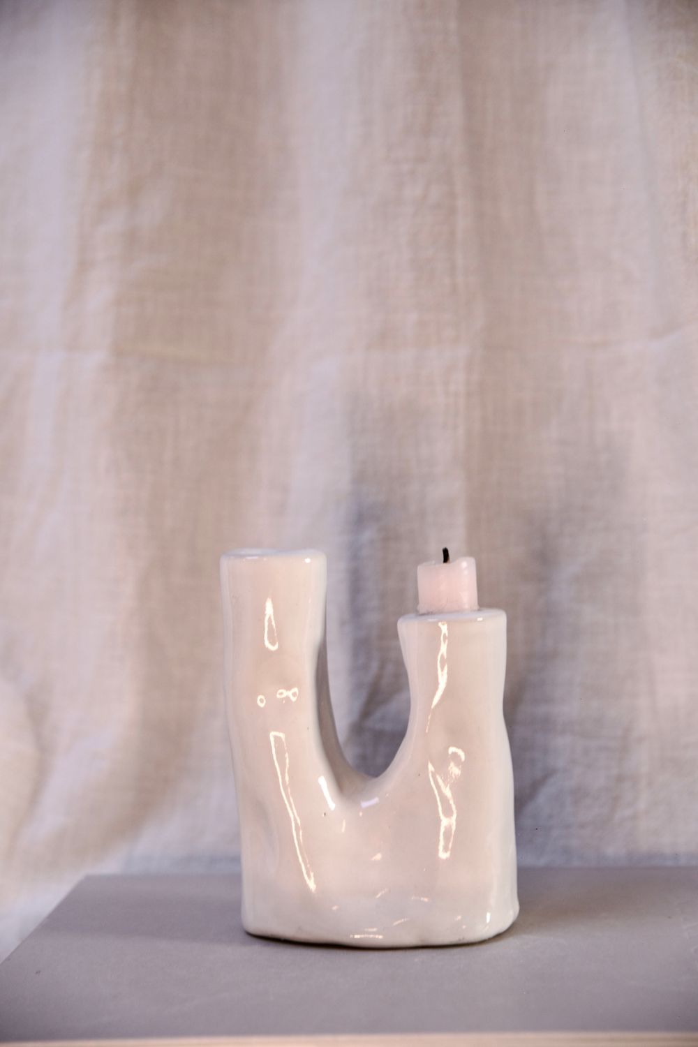 White candleholder for two