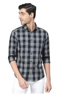 Men  fit  checked   casual  shirt