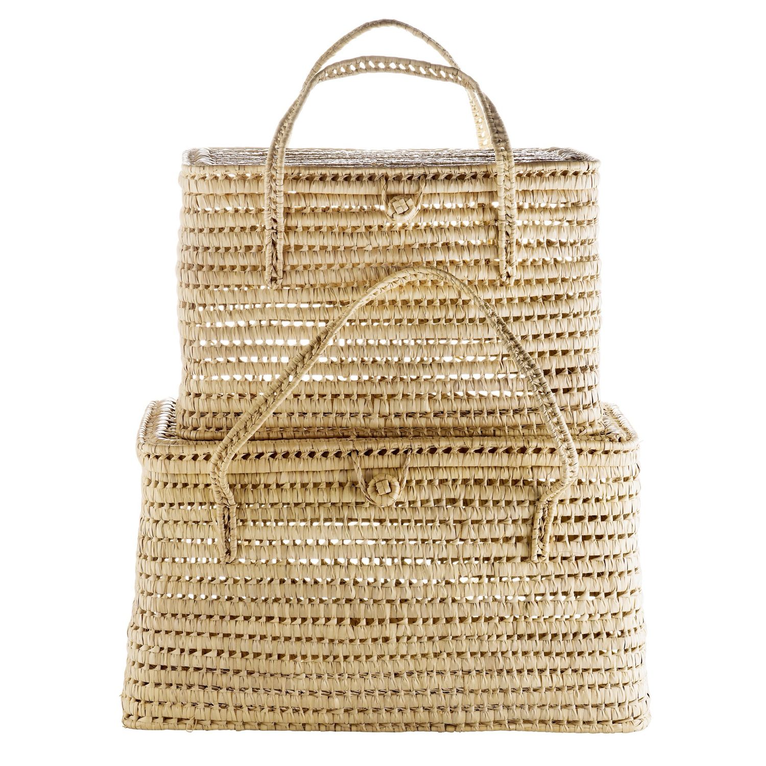 Straw Basket with lid and Handle XL