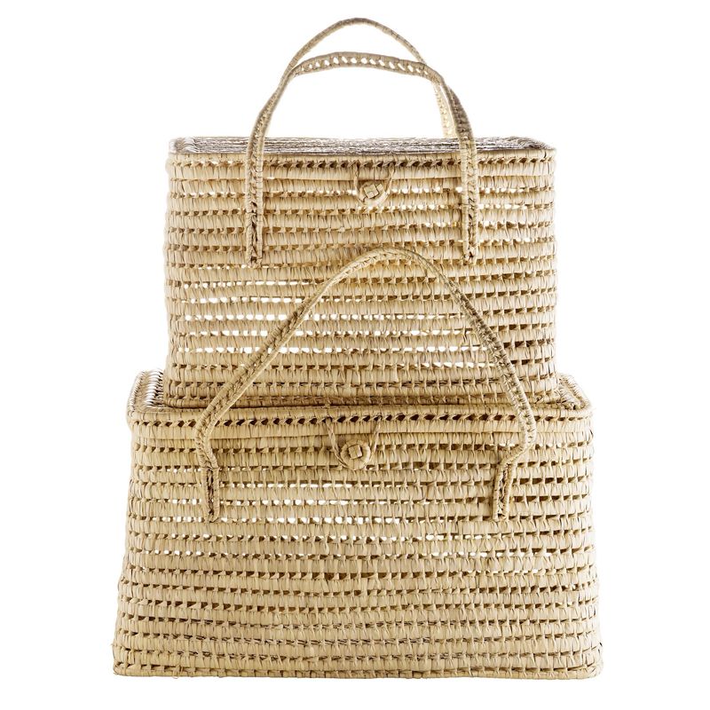 Straw Basket with lid and Handle XL