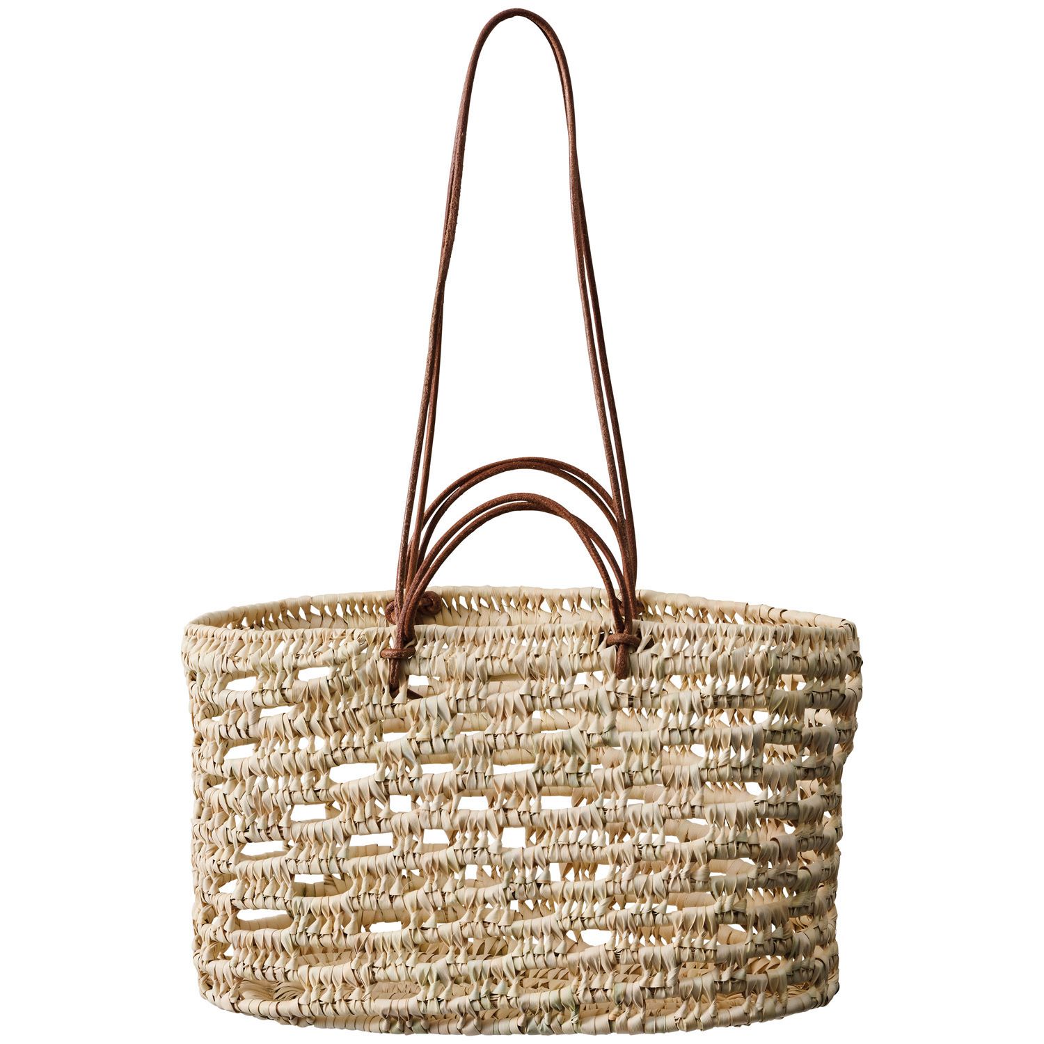 Bag Basket with Leather Handles