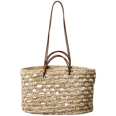 Bag Basket with Leather Handles