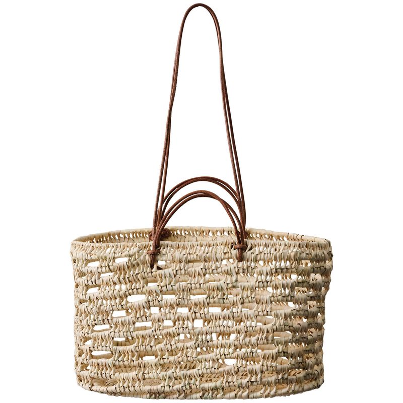 Bag Basket with Leather Handles