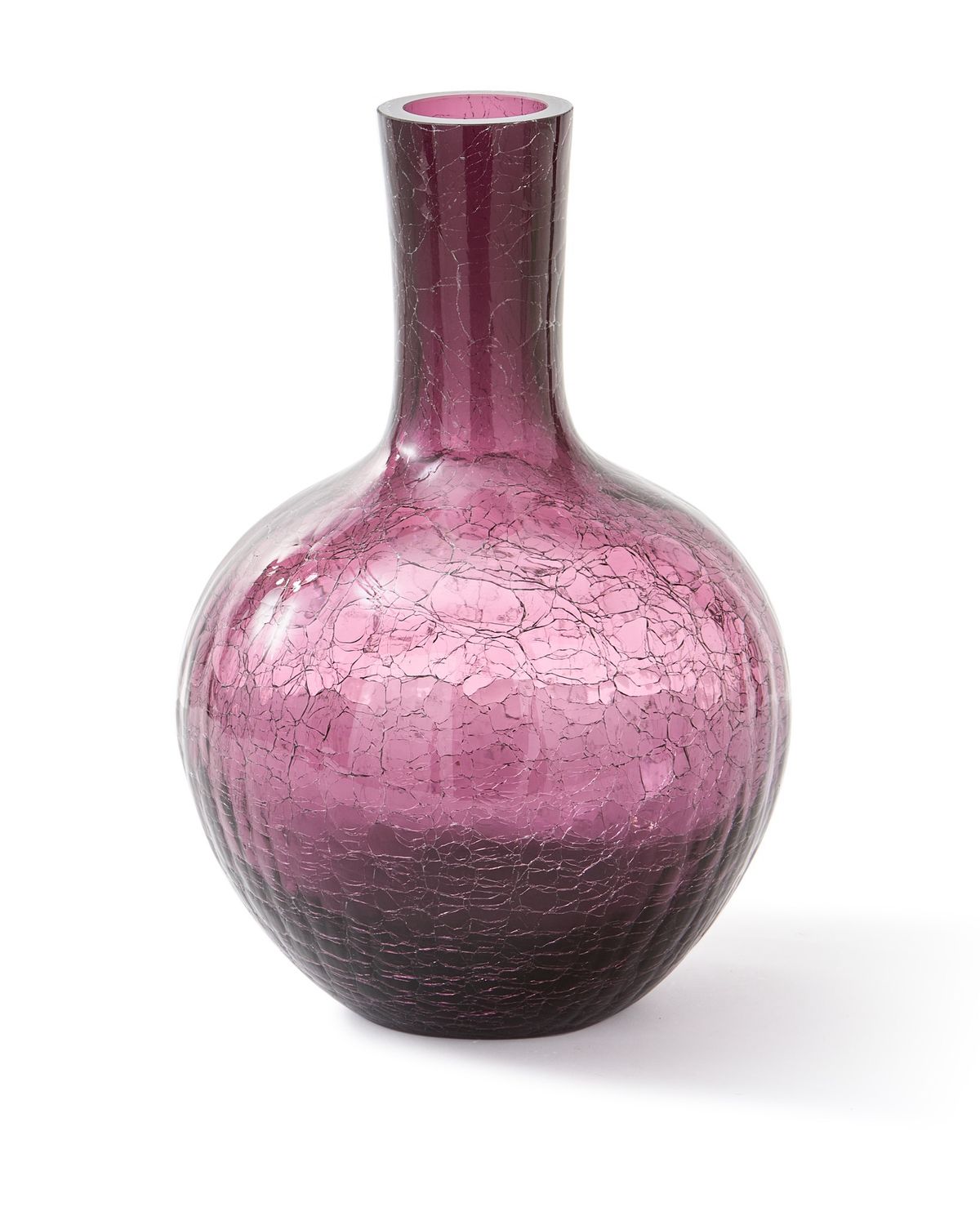 Crackled Glass Vase Purple 
