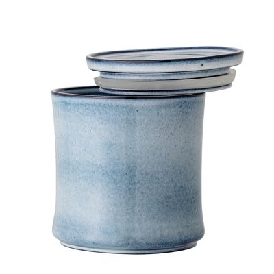 Sandrine Jar with Lid, Blue, Stoneware
