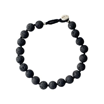 Men Bracelet Round, Black Lava