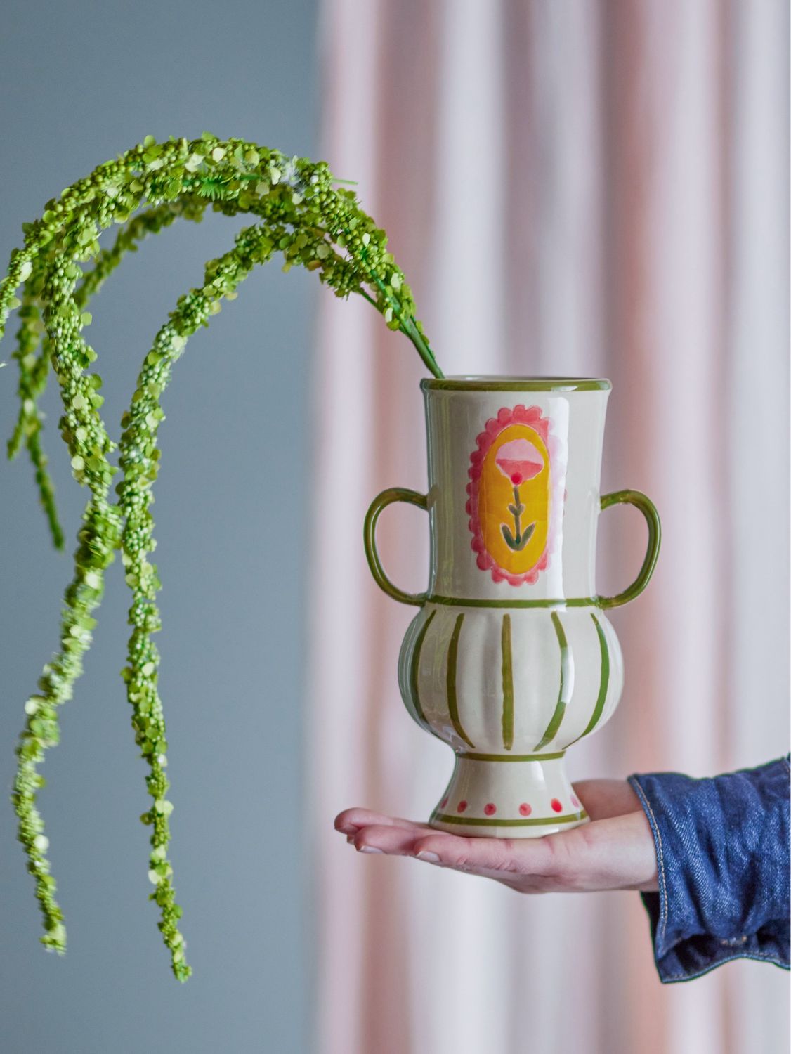 Odina Vase, Green ,Stoneware
