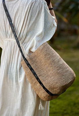 ALICE LEATHER STITCH BAG (Tea and Black)