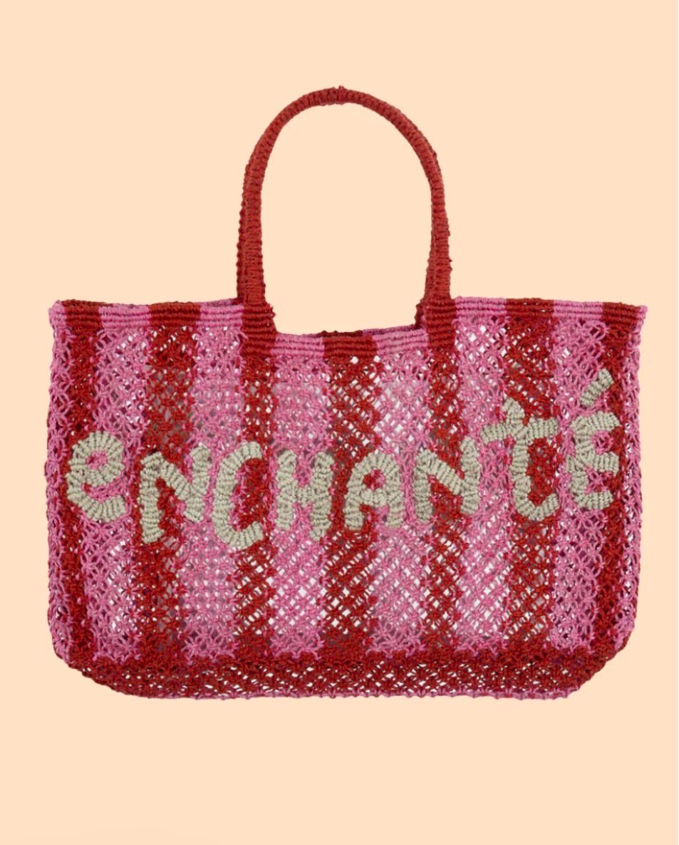 CuCu Handmade Jute Tote, Enchante Scarlet