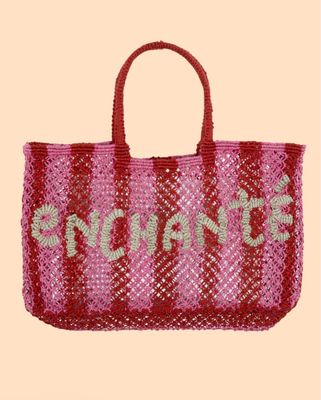 CuCu Handmade Jute Tote, Enchante Scarlet