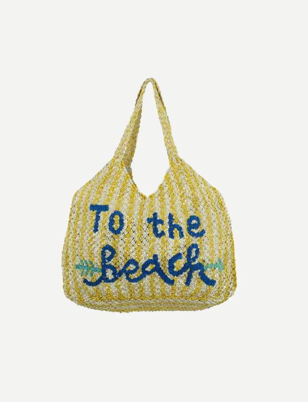 CuCu Handmade Jute Tote, To The Beach Yellow