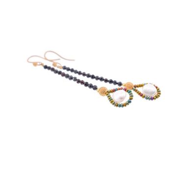 EARRING BLOOM L BLACK WHITE