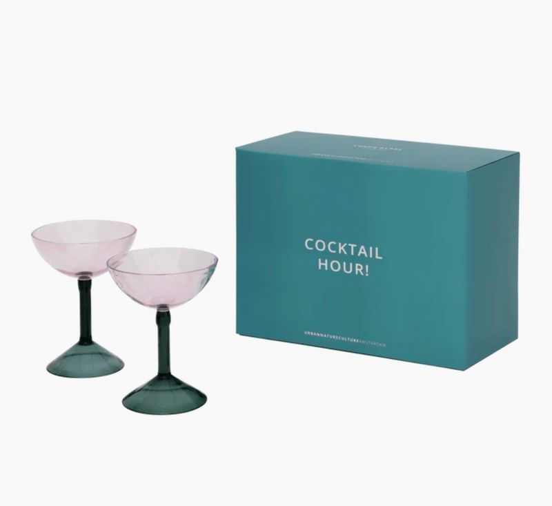 Coupe Cocktail Glass Pink SET OF TWO