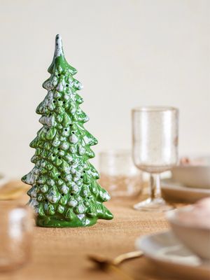 Flicka With Light Stoneware Decor Tree