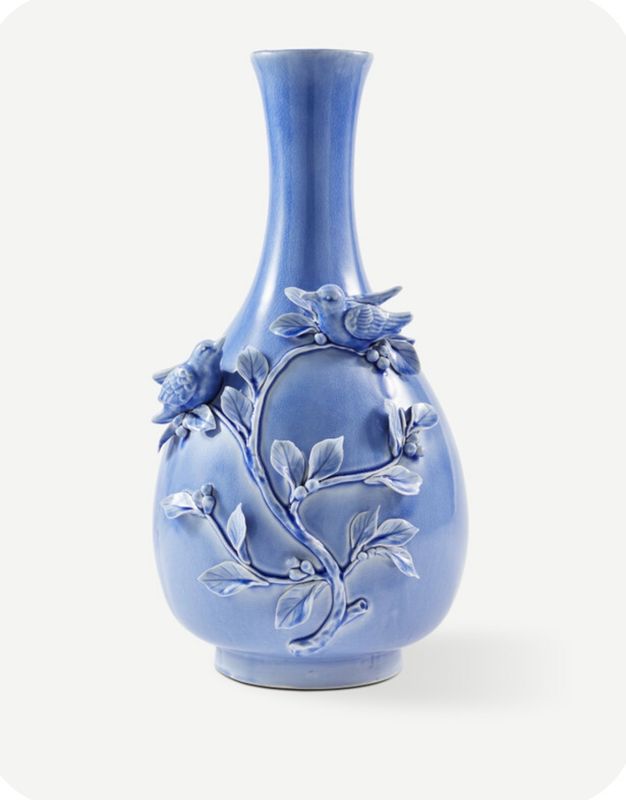  Vase 3D Birds Light Blue