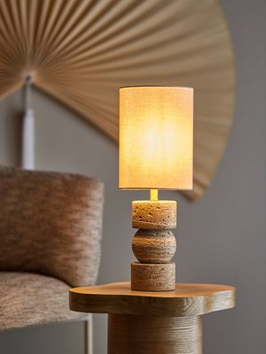 Marci Table Lamp, Travertine