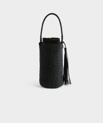 MANEBI, Knot Bucket Leather Bag, black