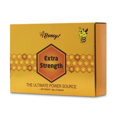 EXTRA STRENGTH -Honey For Men – Golden Packaging – 12 Honey Packs For Him, 20g Each – Honey For Men GMP AND LAB TESTED - PRIORITY SHIPPING