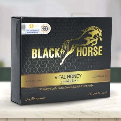 Black Horse Organic Honey With Natural Jelly Bee Pollen- Men (Pack Of 24 Sachet)