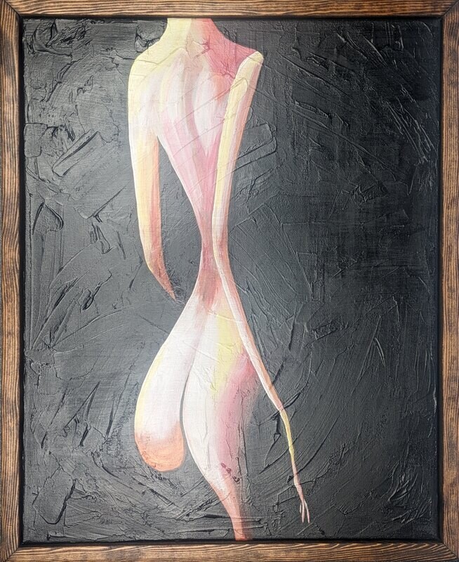 Original Abstract Nude Painting Back Facing