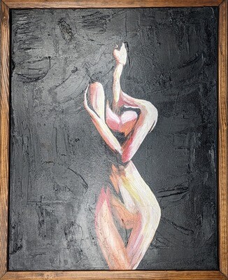 Original Abstract Nude Painting Front Facing