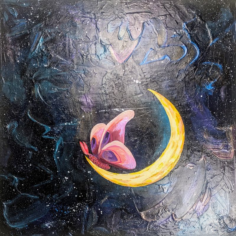 Moth on a Crescent Moon