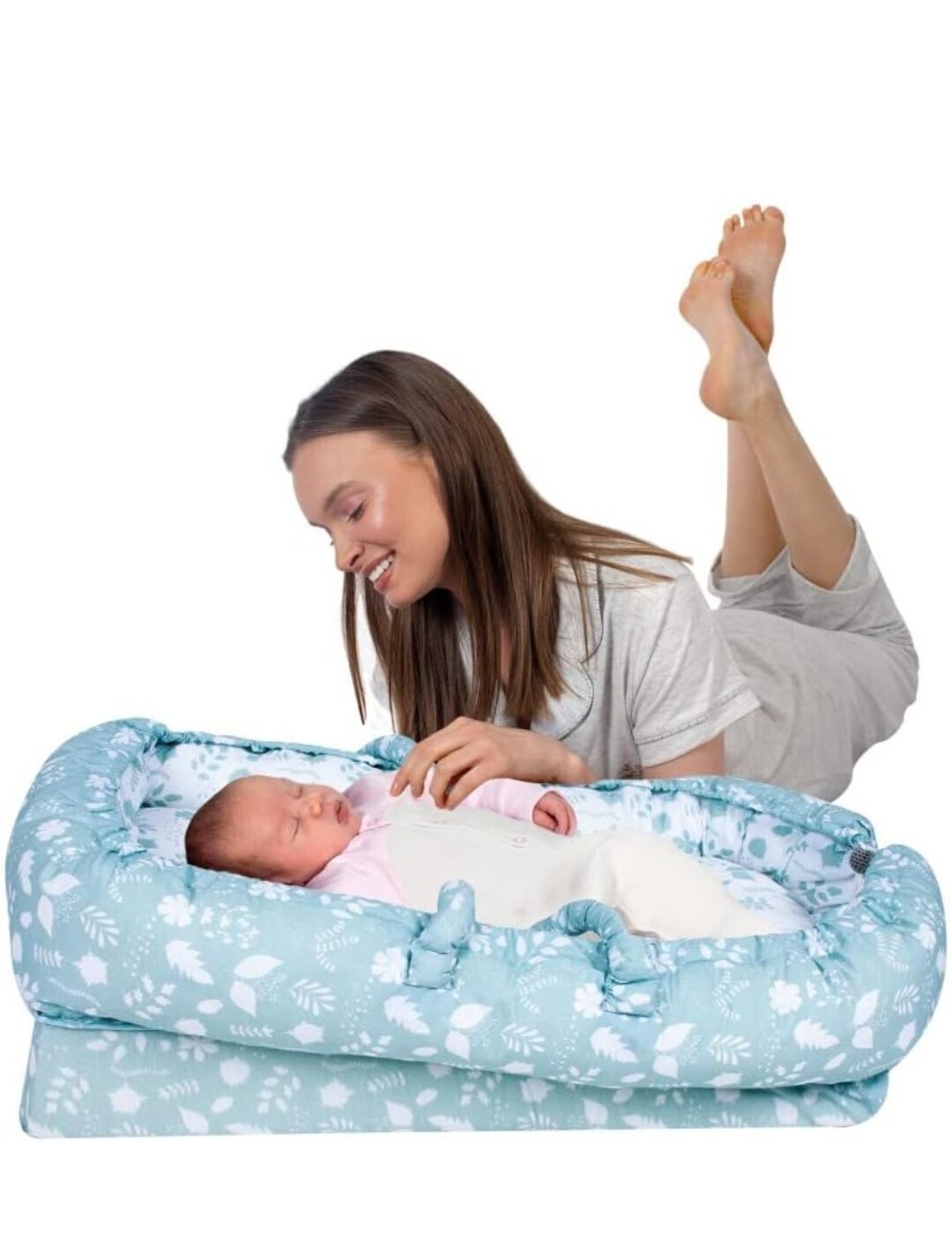Sevi Bebe Mother Side Bassinet Baby Wedge Pillow Pram Moses Crib Relieves Acid Reflux Colic Congestion for Infant Newborn Toddler, Dandelion Pattern
