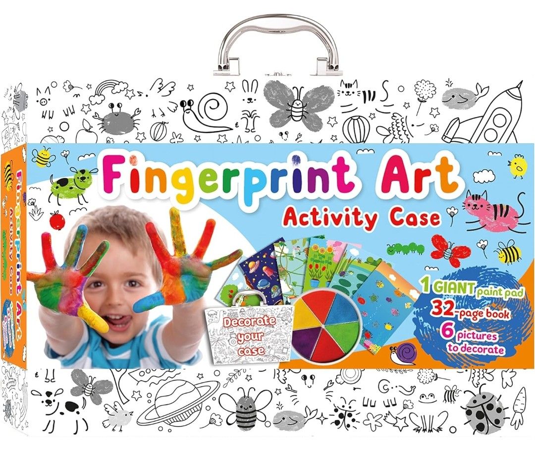 Bookoli - Fingerprint Art Activity Case - Fun Activity Set for Toddlers - Finger Painting Gift for Kids Aged 3 Years Plus - Finger Painting for Children - First Fingerpainting Kit with Giant Ink Pad