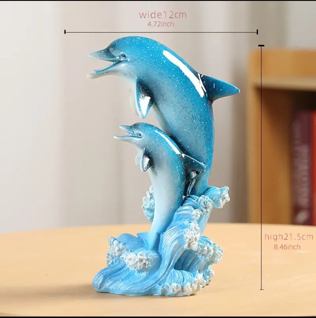 Resin Dolphin Figurines, Nautical Theme Indoor Decor, Ideal for Various Room Types, Perfect for Thanksgiving, Valentine&#39;s Day, Father&#39;s Day, Mother&#39;s Day, Graduation Gifts - No Electricity Required