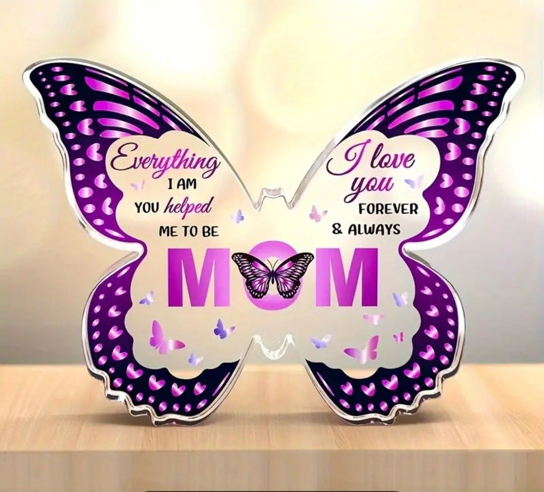 1pc Exquisite Butterfly-shaped Acrylic Plaque - Elegant Home Decor Gift for Mom, Women, Daughter, Son - Perfect for Birthday, Holiday, Commemorative Occasions - Adds Touch of Elegance to Living Room,