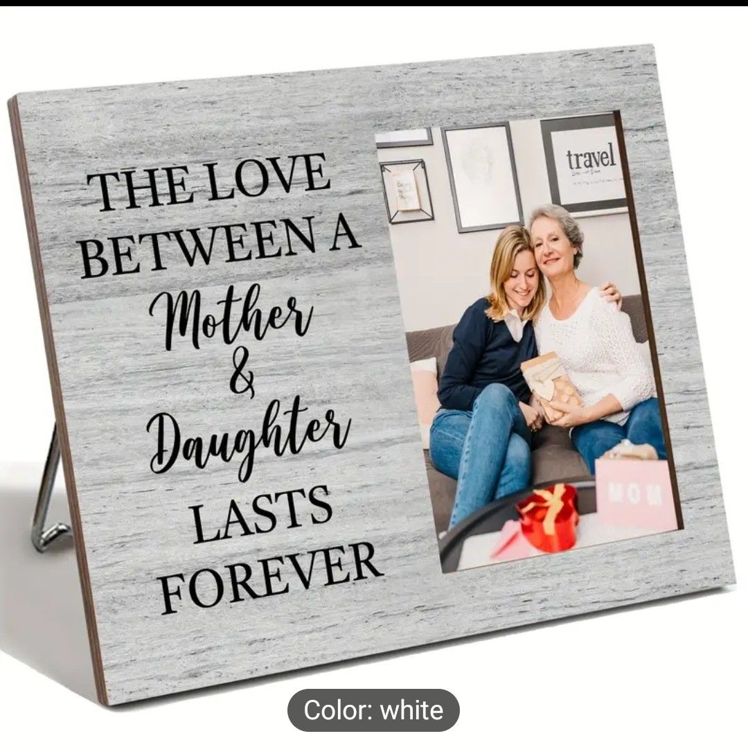 1pc Family Wooden Tabletop Picture Frame - Heartwarming Mother-Daughter Bonding Photo Frame, Perfect for Mom, Wife, Birthday, Christmas Gift - Holds 4*6 Inch Cherished Memories