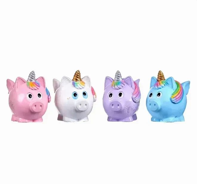 Novelty Unicorn Pig Resin Ornament x4