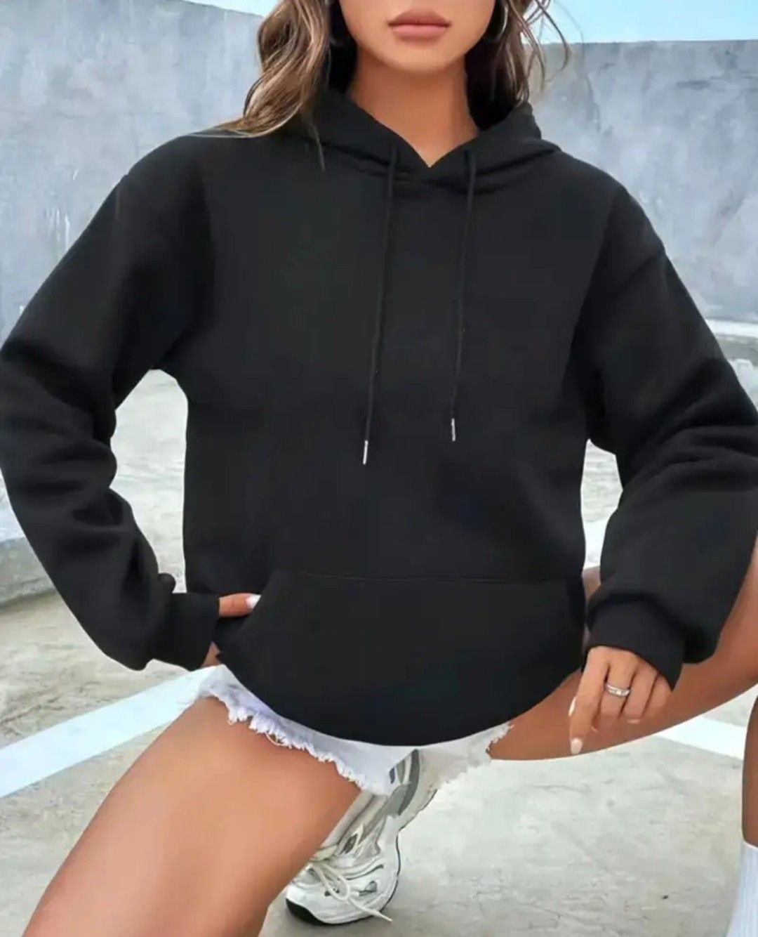 Cozy Angel Hooded Sweatshirt for Women - Soft Polyester Knit Fabric, Warm Fleece Lining, Drawstring Pouch Pocket, and Stylish Graphic Design for Fall and Winter Seasons
