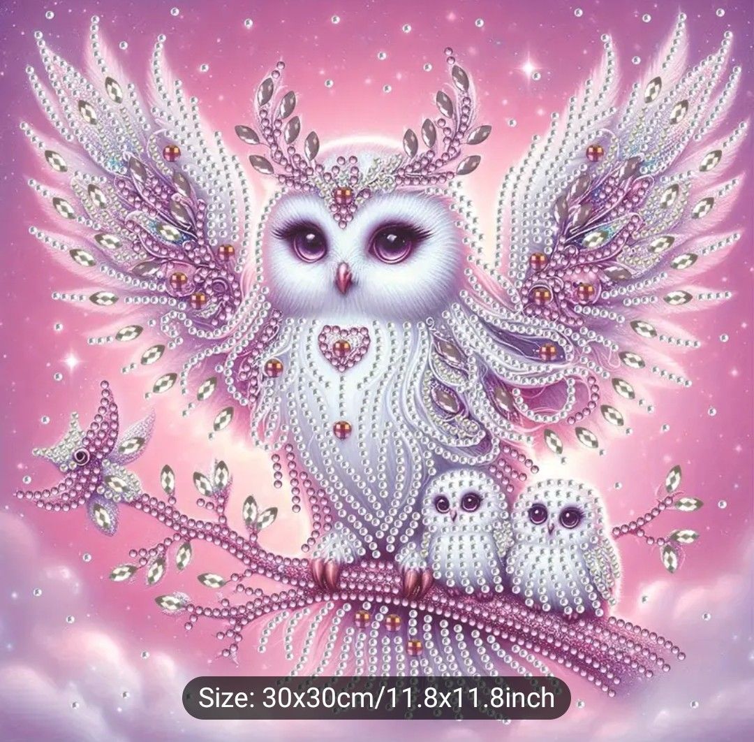 1pc - Owl Pattern Diamond Painting Kit, 5D DIY Special Shape with Crystal Diamond Partial Inlay Painting, Handicraft Tools and Supplies, Bright Colors and Details. Perfect Home Wall Decoration Gift fo