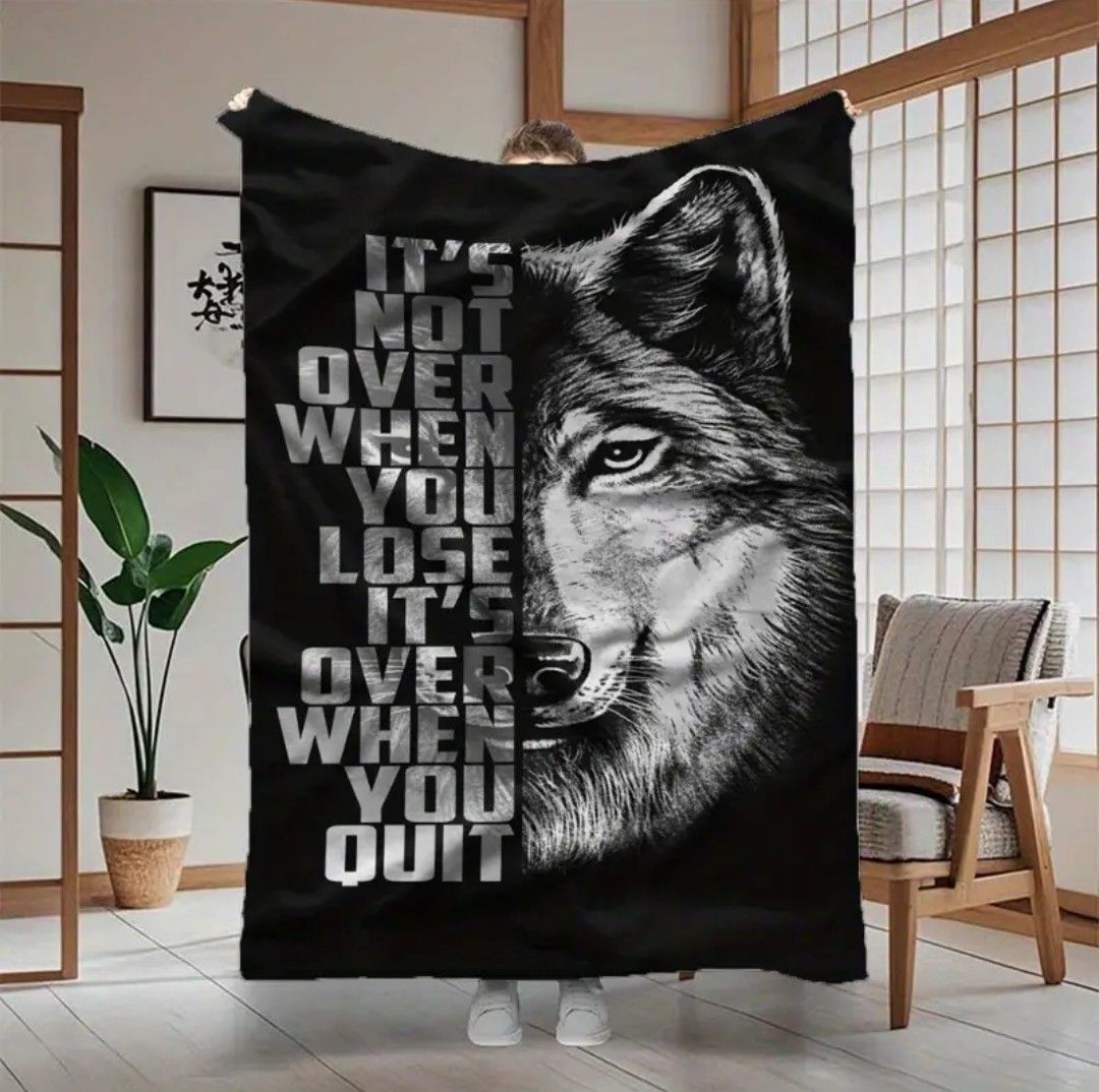 Wolf-Themed Flannel Throw Blanket - Versatile for All Seasons, Perfect for Office, Bed &amp; Travel - Ideal Gift for Family and Friends