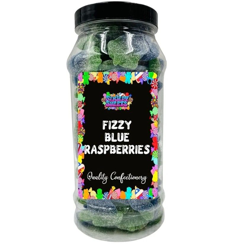Fizzy Blue Raspberries Fizzies Retro Sweets Gift Jar Blue Sweets - by Simway Sweets