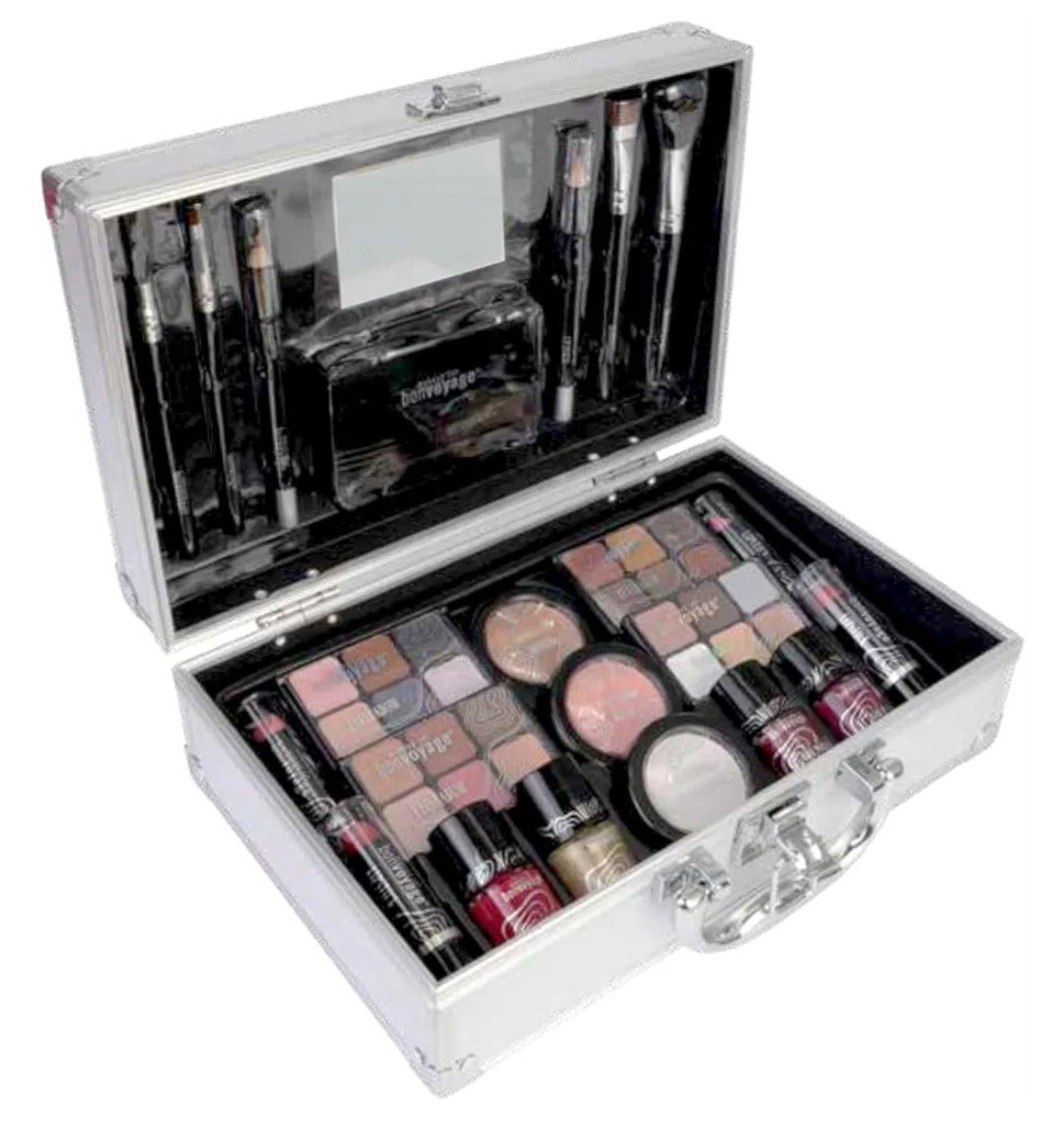 bonvoyage, Bon Voyage Makeup Set, 43-Piece Make up Kit with Professional Make up, Includes Lipstick, Eyeshadow, Blush, Nail Polish and More, Makeup Kit for Women