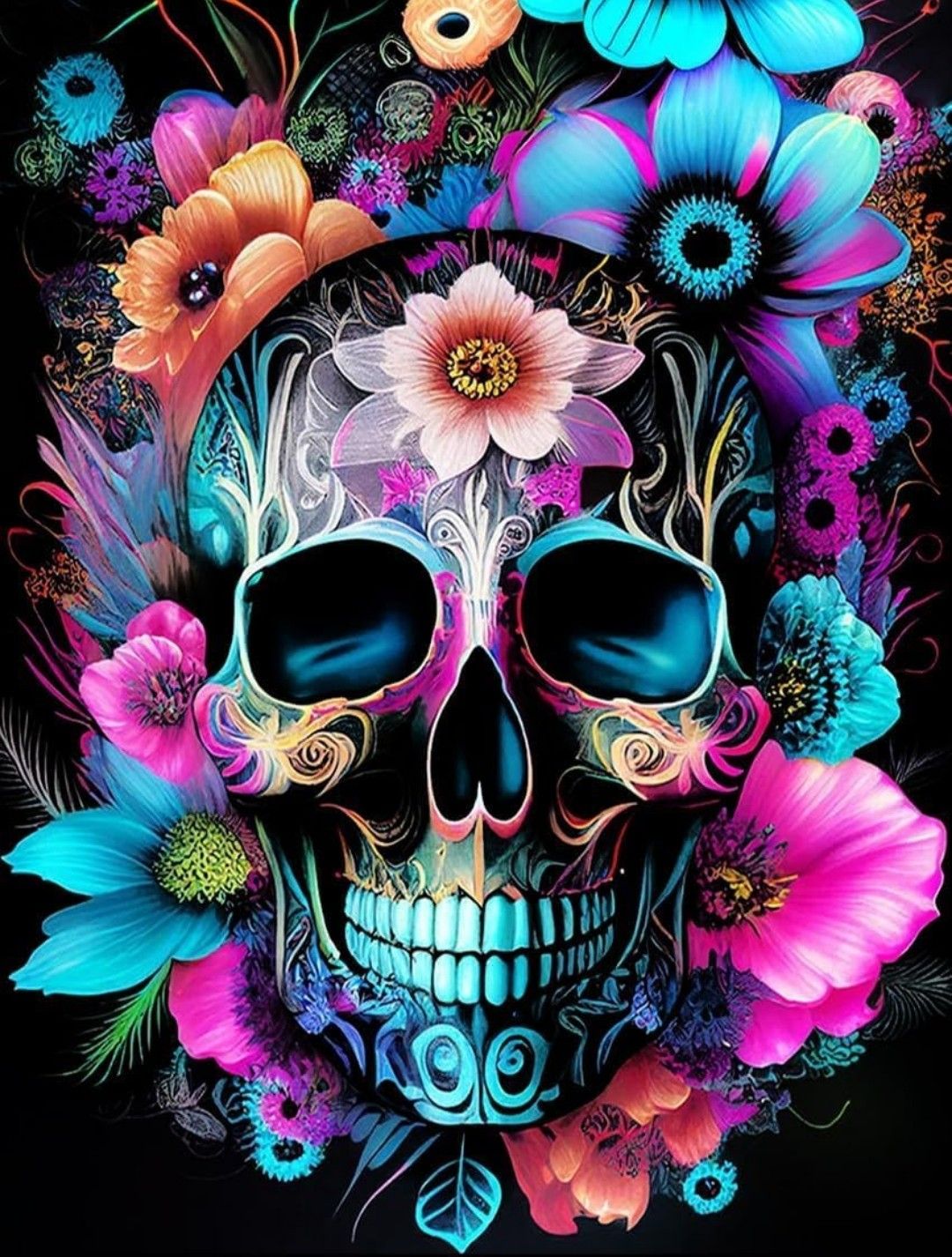 cdsnxore Skull Flower Diamond Painting Kits for Adults，Diamond Art Kits, Diamond Art Craft for Home Wall Decor 12x16inch Wonderland (183)