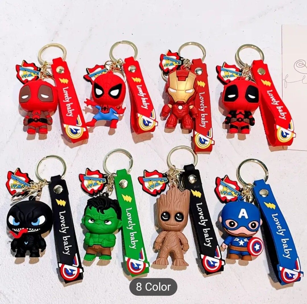 Marvel Cartoon The Avengers Keychain Spiderman Iron for Man Captain America Thor Keyring Keys Holder Sent Random